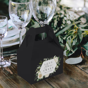Ivory Bloom Floral Frame "Love is Sweet" Wedding Favor Boxes