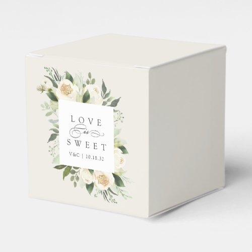 Ivory Bloom  Floral Love is Sweet Wedding Favor Boxes