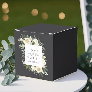 Ivory Bloom Floral "Love is Sweet" Wedding Favor Boxes