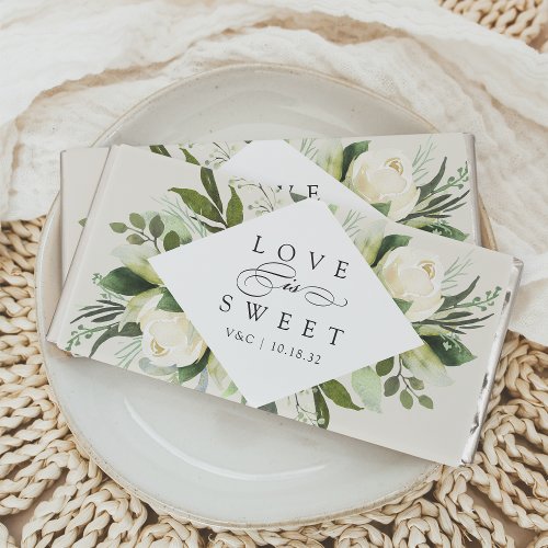 Ivory Bloom  Floral Love is Sweet Wedding Hershey Bar Favors