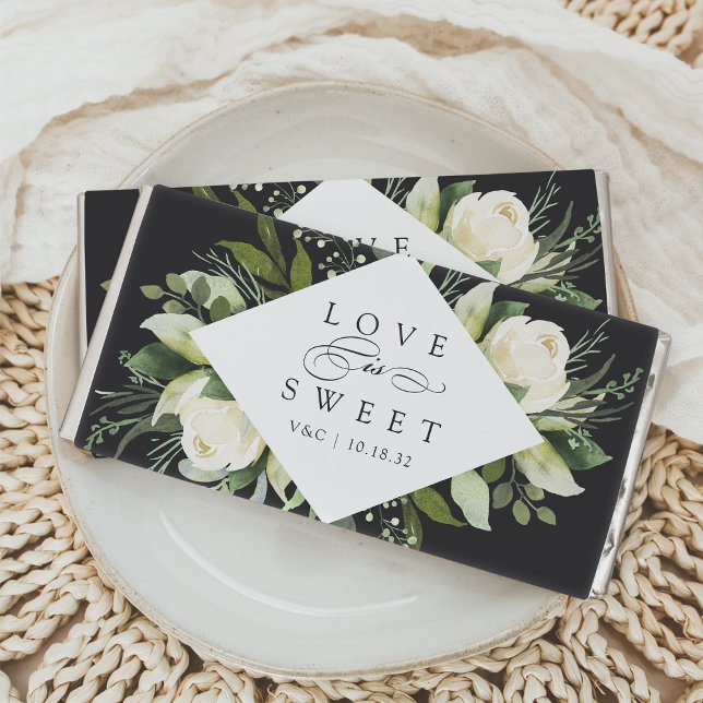 Ivory Bloom | Floral "Love is Sweet" Wedding Hershey Bar Favors (Creator Uploaded)