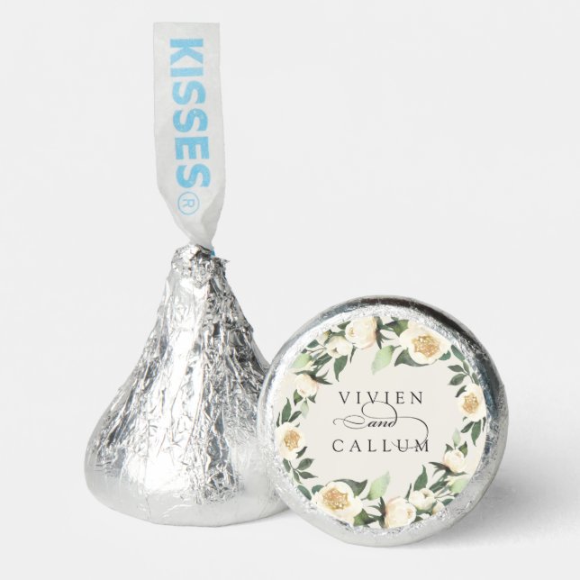 Ivory Bloom | Floral "Love is Sweet" Wedding Hershey®'s Kisses® (Front)