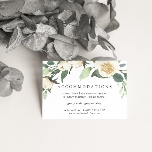 Ivory Bloom  Floral Wedding Hotel Accommodations Enclosure Card