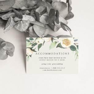 Ivory Bloom   Floral Wedding Hotel Accommodations Enclosure Card