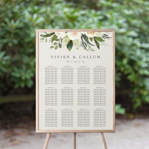 Ivory Bloom  Floral Wedding Seating Chart