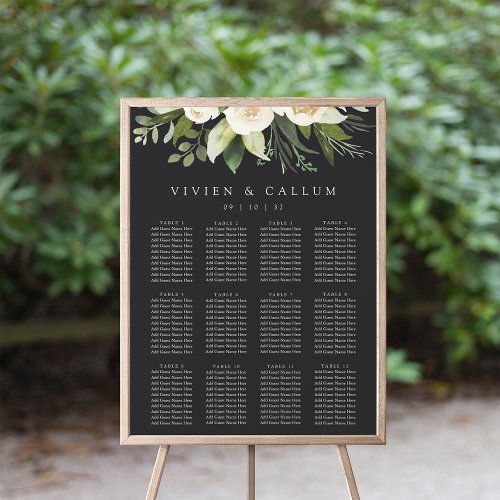 Ivory Bloom  Floral Wedding Seating Chart