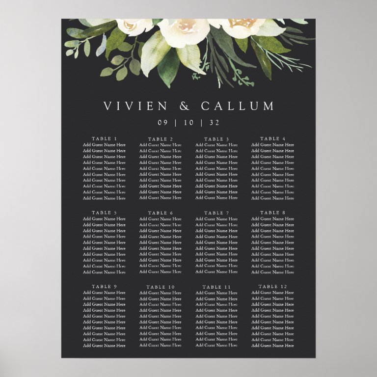 Ivory Bloom | Floral Wedding Seating Chart