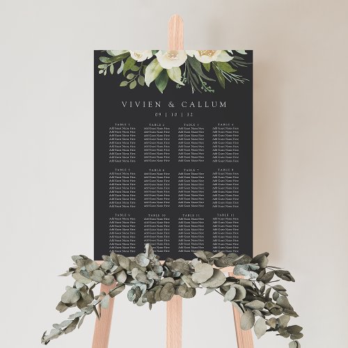Ivory Bloom  Floral Wedding Seating Chart Foam Board