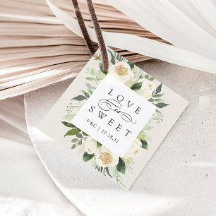 Ivory Bloom   "Love Is Sweet" Floral Frame Wedding Favor Tags