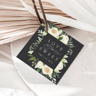 Ivory Bloom "Love Is Sweet" Floral Frame Wedding Favor Tags
