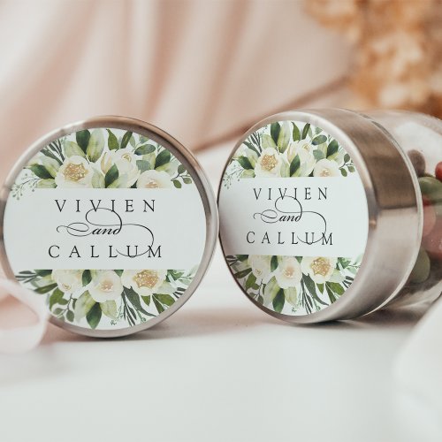 Ivory Bloom  Personalized Floral Wedding Classic Round Sticker