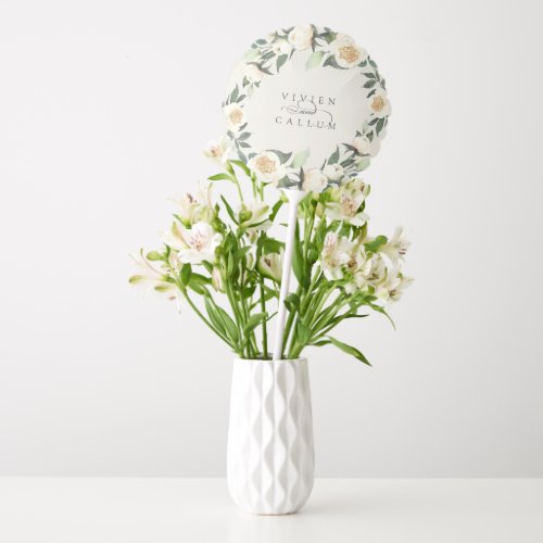 Ivory Bloom  Personalized Floral Wreath Wedding Balloon