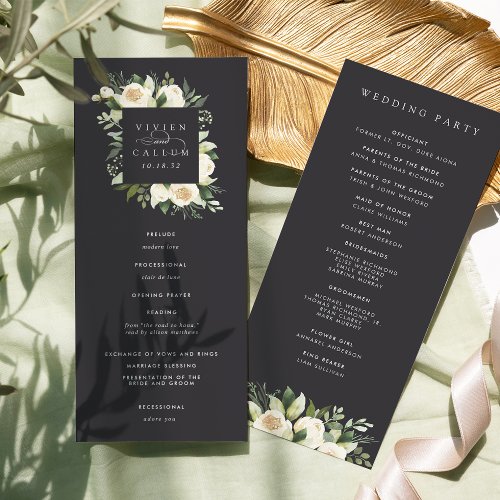 Ivory Bloom  Watercolor Floral Frame Wedding Program