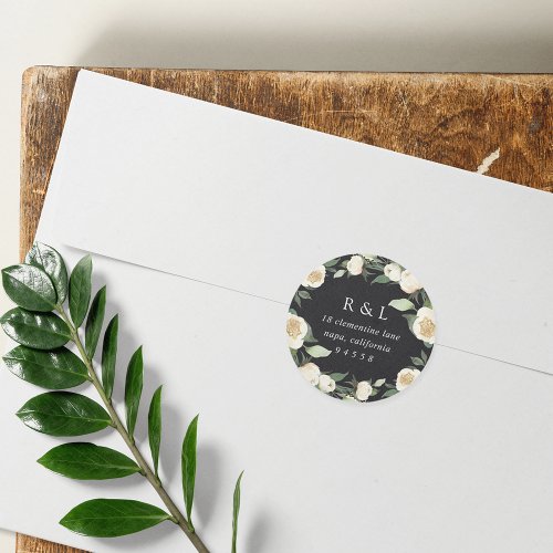 Ivory Bloom  Watercolor Floral Return Address Classic Round Sticker