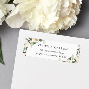 Ivory Bloom   Watercolor Floral Return Address Label