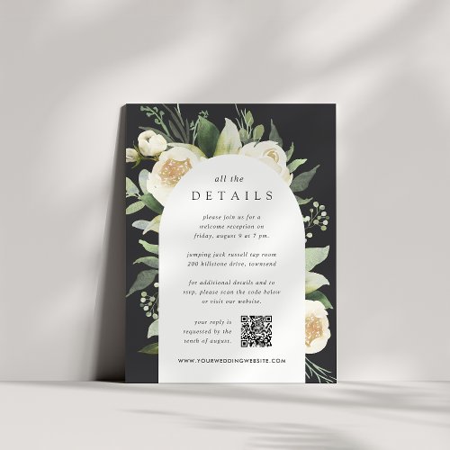 Ivory Bloom  Watercolor Floral Wedding Details Enclosure Card