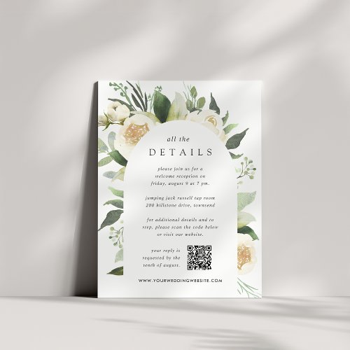 Ivory Bloom  Watercolor Floral Wedding Details Enclosure Card