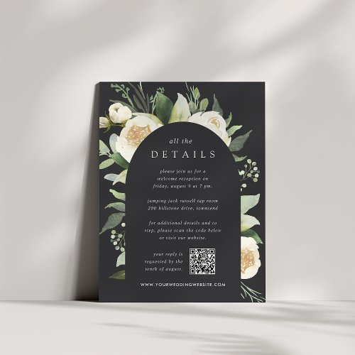 Ivory Bloom  Watercolor Floral Wedding Details Enclosure Card