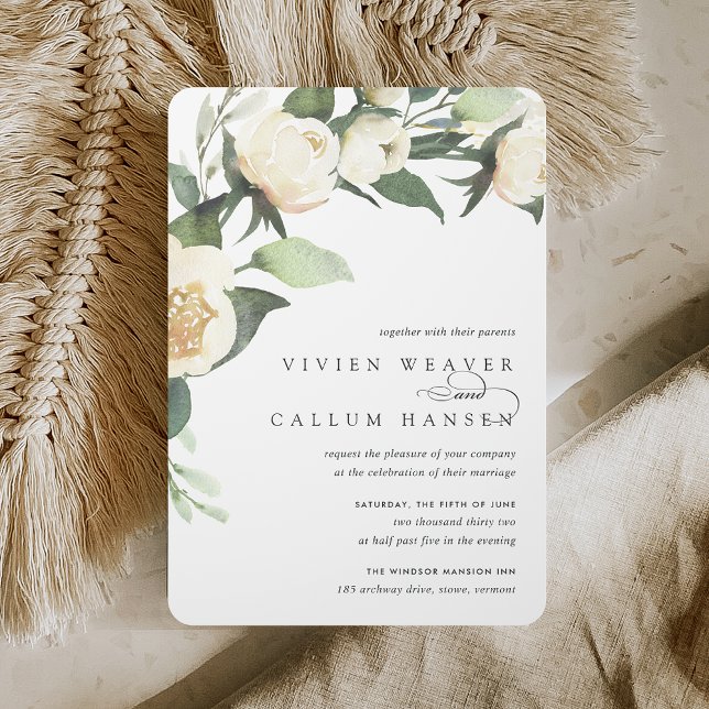 Ivory Bloom | Watercolor Floral Wedding Invitation (Creator Uploaded)