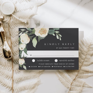 Ivory Bloom Watercolor Floral Wedding Meal Choice RSVP Card