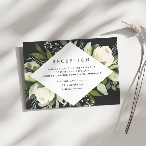 Ivory Bloom  Watercolor Floral Wedding Reception Enclosure Card