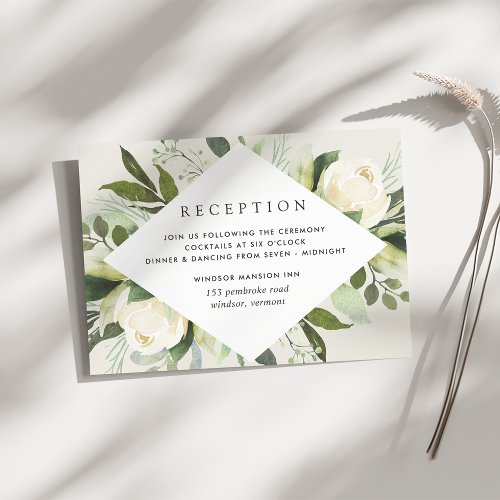 Ivory Bloom  Watercolor Floral Wedding Reception Enclosure Card