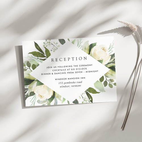 Ivory Bloom  Watercolor Floral Wedding Reception Enclosure Card