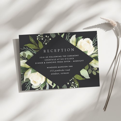 Ivory Bloom  Watercolor Floral Wedding Reception Enclosure Card