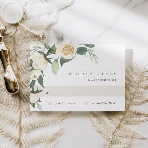 Ivory Bloom   Watercolor Floral Wedding RSVP Card