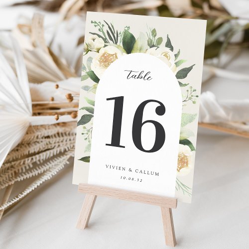 Ivory Bloom  Watercolor Floral Wedding Table Number