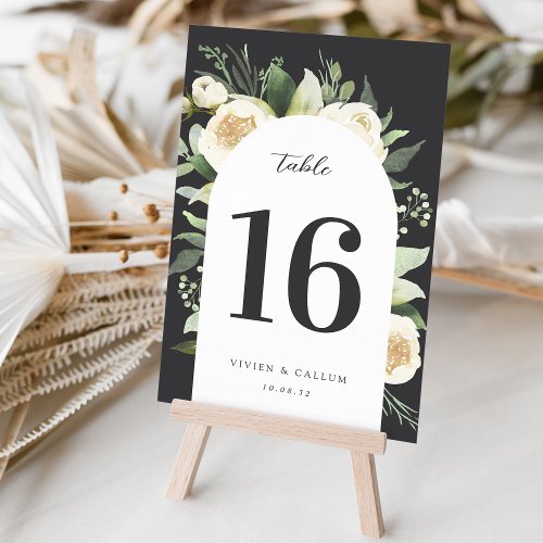 Ivory Bloom  Watercolor Floral Wedding Table Number