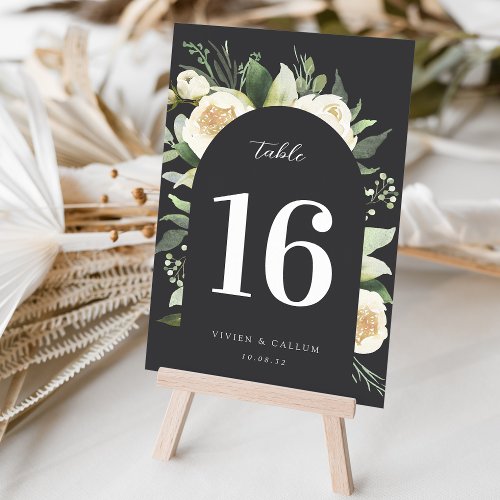 Ivory Bloom  Watercolor Floral Wedding Table Number