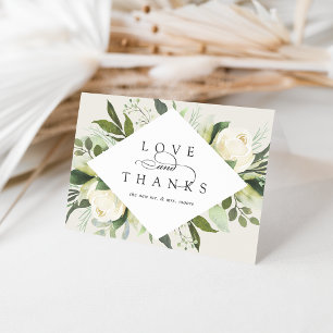 Ivory Bloom Watercolor Floral Wedding Thank You Card