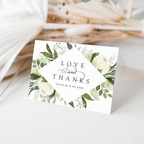 Ivory Bloom  Watercolor Floral Wedding Thank You Card