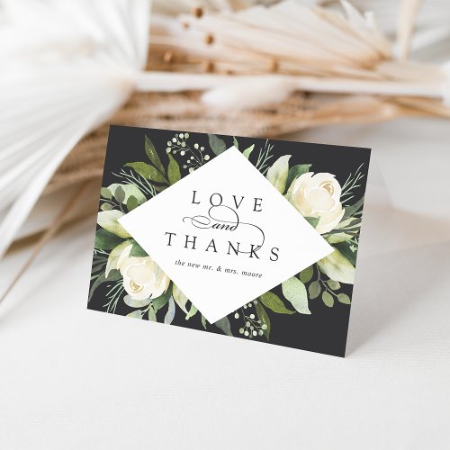 Ivory Bloom  Watercolor Floral Wedding Thank You Card