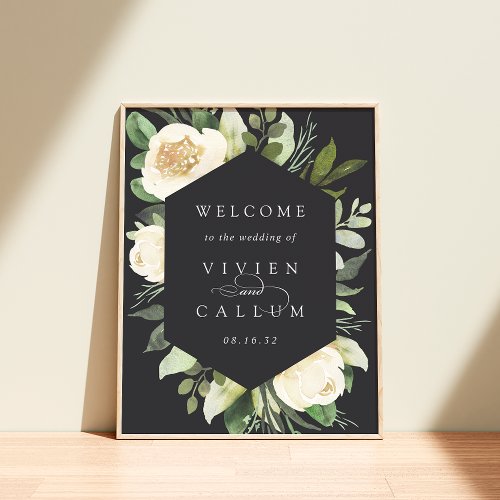 Ivory Bloom  Watercolor Floral Wedding Welcome Poster