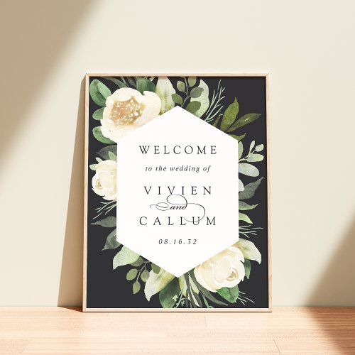 Ivory Bloom  Watercolor Floral Wedding Welcome Poster