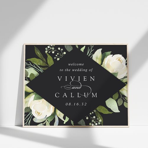 Ivory Bloom  Watercolor Floral Wedding Welcome Poster