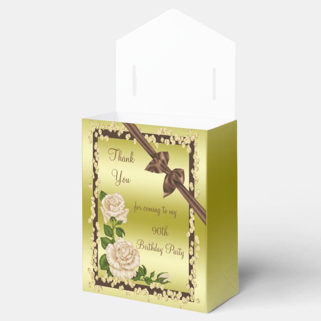 Ivory Blossom, Bows & Diamonds 90th Favor Boxes (Opened)
