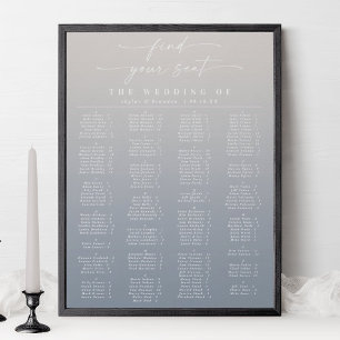 Ivory & Blue Alphabetical Wedding Seating Chart