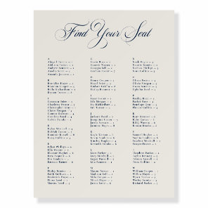 Ivory Blue Alphabetical Wedding Seating Chart Foam Board