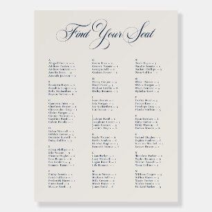 Ivory Blue Alphabetical Wedding Seating Chart Foam Board
