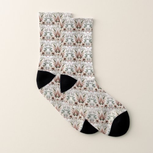 Ivory Blue Flowers Socks