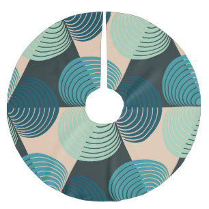 Ivory-Blue Geometric: Retro Tile Elegance. Brushed Polyester Tree Skirt
