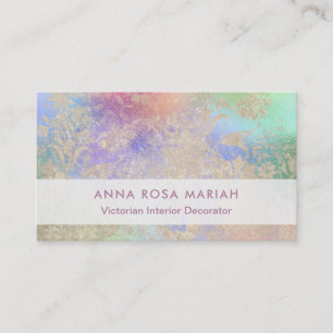 *~* Ivory Blue Pink Vintage Antique Aged Damask Business Card