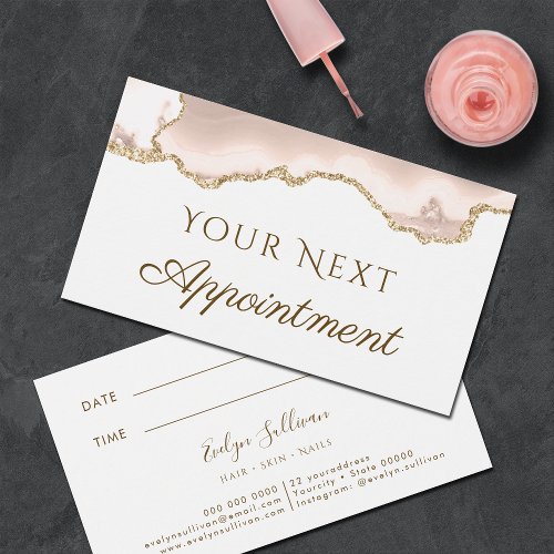 Ivory Blush Agate Appointment Card