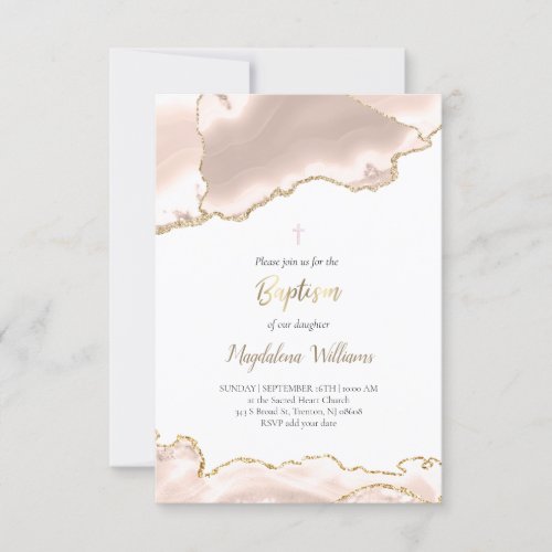 ivory blush agate  Baptism Invitation