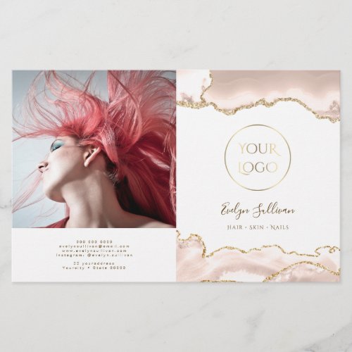 Ivory blush agate bifold brochure