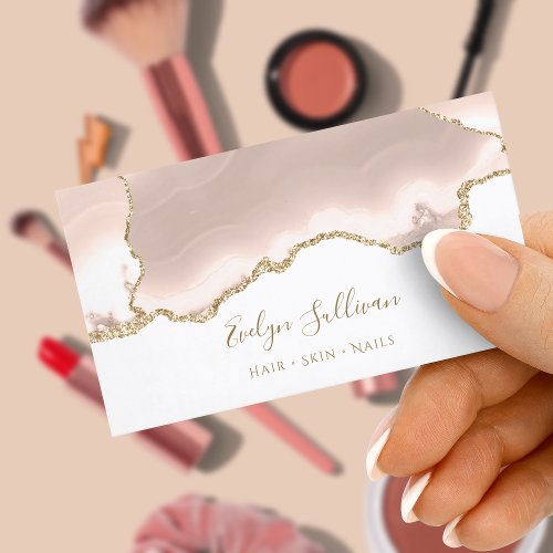 ivory blush agate business card