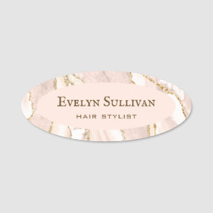 Ivory Blush Agate Name Tag